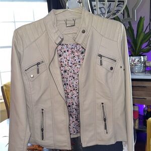 Faux Leather Moto Jacket | Quilted Detail | Women’s L